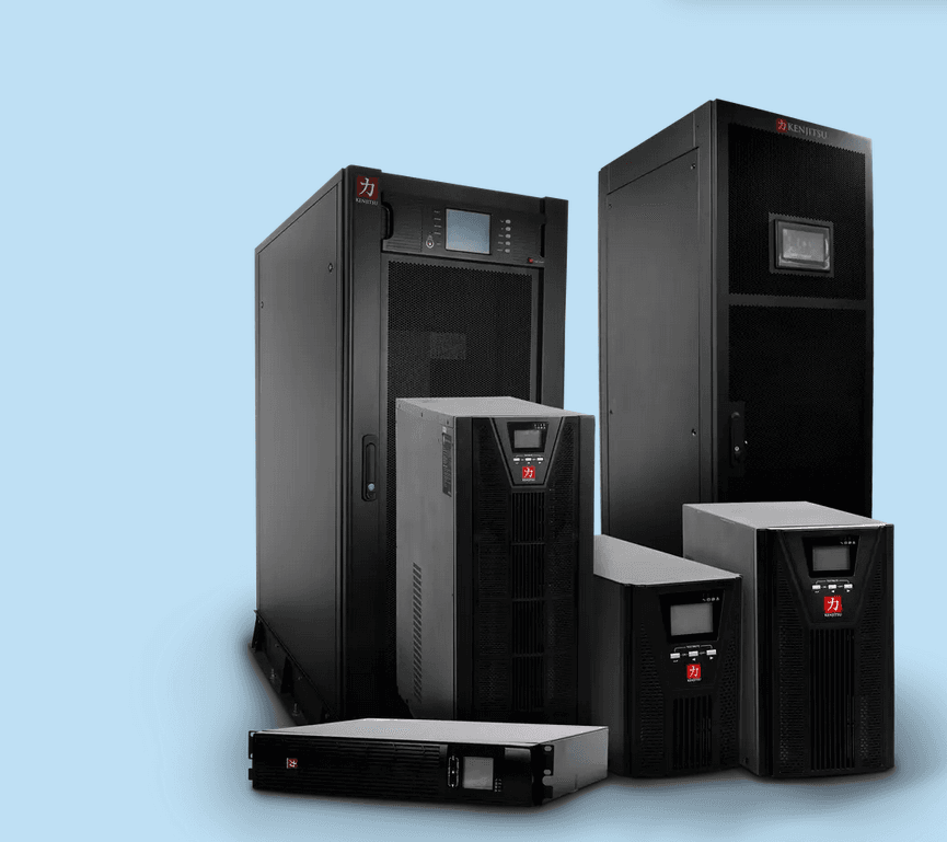 Línea de sistemas UPS KENJITSU — monofásicos, trifásicos, rack y torre